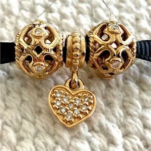 Pandora 14k gold heart bundle